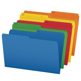 Pendaflex File Folders, Reversible, Legal Size, 1/2 Cut Tabs, Assorted Colors for Color-Coded Organization, Left & Right Tab Positions, Durable Paper Stock, 10/Pack