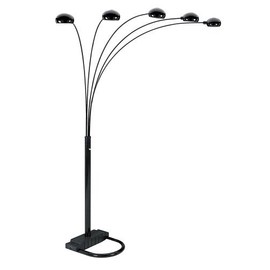 SQF 5-Arm Arch Floor Lamp with Dimmer (Black, 6962) Bulbs are not Included, Bulb Base is E 12