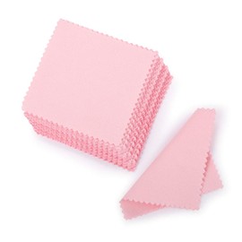 SEVENWELL 50pcs Jewelry Cleaning Cloth Pink Polishing Cloth for Sterling Silver Gold Platinum Small Silver Polish 8x8cm