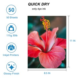 HUSPER Glossy Thin Printer Paper 8.5x11 Inches 50 Sheets for DIY Chip Bag and Custom Party Favors 30LB Photo Paper 115g