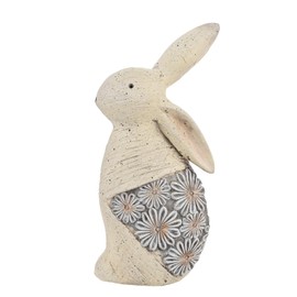 Country Living - Resin Speckled Easter Bunny Rabbit Figurine Small - Rustic Country Cottage Aesthetic Gifting & Homeware - For Living Room, Kitchen, Dining Room, Bedroom, Bathroom - H: 26cm x W: 13cm.