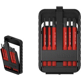 Wiha 43158 electricSchlitz, PlusMinus/Pozidriv 6-Piece SlimBit Box Bit Set Red