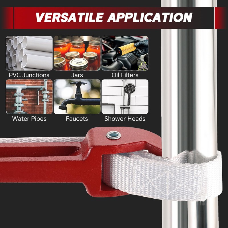 weyleity 12 Inch Pipe Strap Wrench | Adjustable Nylon Strap