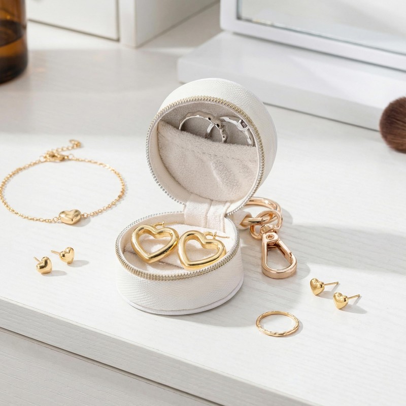 Hmxpls Portable Ring Holder Keychain, Mini Sports Jewelry Holder Box,
