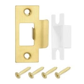 sourcing map 2 Set Door Strike Plate, 70mm x 40.3mm Stainless Steel Latch Deadbolt Replacement Lock Strike Plate for Door Frame Door Jamb Reinforcement, Gold