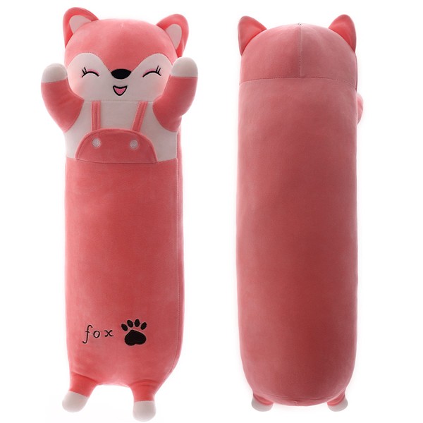 Yeqivo Long Fox Plush Pillow, Pink Fox Soft Plush Toy