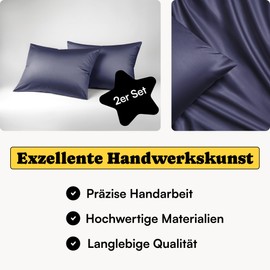 Seralino Lyocell Kissenbezug 40x80 Blau Dunkelblau (2er Set) | 100% Tencel Kopfkissenbezug 40x80 | hochwertige Kissenhülle| Reißverschluss | Oeko-Tex | Atmungsaktiv | Allergiker Kissenbezüge