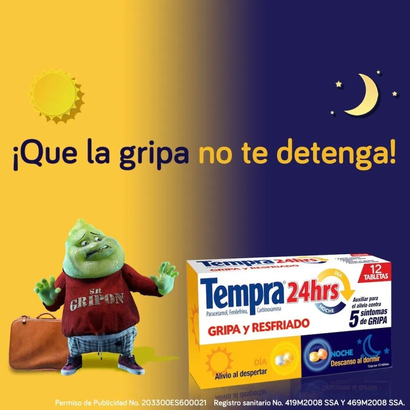 Antigripal Tempra 24hr Alivia 5 Síntomas Día Y Noche 12