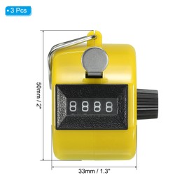 PATIKIL Clicker Counter 3 Pack Handheld Tally Counter Mechanical 4-Digit Number Click Distance Counter for Coaching Knitting Golf Rounds Fishing Yellow