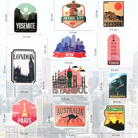 Sticker Set Holiday Stickers Aesthetic Japan Decoration Funny Sticker Laptop Sticker Japan Sticker Utah USA Italy Sticker Holiday Suitcase Sticker Tokyo Marrakech Istanbul Colosseum Morocco Sticker
