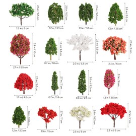 Gatuida Mixed Model Trees: 16 Pcs Miniature Landscape Trees for DIY Train Railways Scenery Landscape Miniature Garden Diorama Accessories