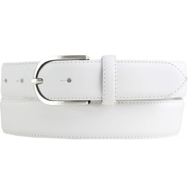 BELTINGER High Quality Women's Belt Made of Full Cowhide Leather with Round Belt Buckle 3.5 cm | Cambered Leather Belt Women's 35 mm | Women's Belt Made in Italy, White, silver
