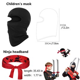 Hayaww Ninjas Party Headband, Ninja Headband, Ninja Hood, Samurai Head Mask, Ninja Party Accessories, Ninja Headband, Ninja Costume, Boys Ninja Cosplay Set, for Karate, Birthday Party, Role Play (A)