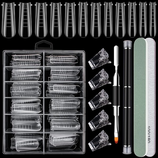 Juego de 128 piezas de doble forma de uñas de