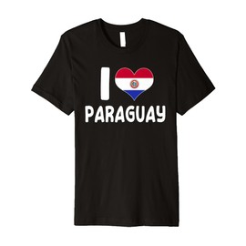 I Love Paraguay Paraguayan Heart Flag Motif Premium T-Shirt