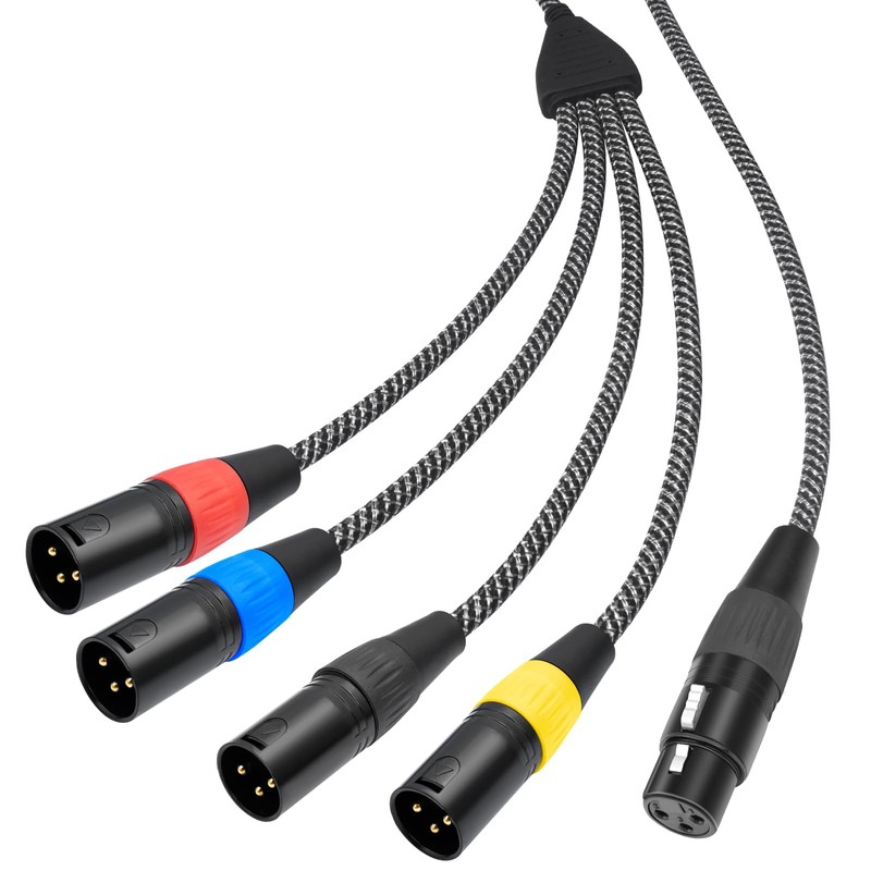 Lrbners 2FT(0.6M) XLR Female to 4 Male Splitter Cable -