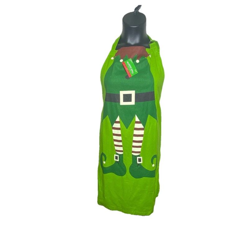 Sleigh Bell Bistro Green Elf Cotton Apron 24”x34” D ring