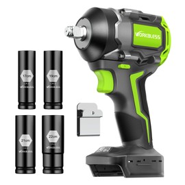 WorkBless 850Nm (630Ft-lbs) Cordless Impact Wrench for Makita 18V Battery, Brushless 1/2 Impact Gun, Electric Impact Wrench for Car Tire, Mower Lug Nut, 3-Speed, 4 Cr-V Sockets(BATTERY NOT INCLUDE)