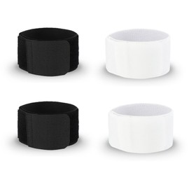 2 Pairs of Football Shin Pad Holders with Adjustable Closure for Wearing Over Socks Teenagers Children Adults Men (Black and White)