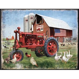 Generic Retro Vintage Big Red Tractor Tin Metal Sign Man Cave Garage Decor 12.5 X 16~2826