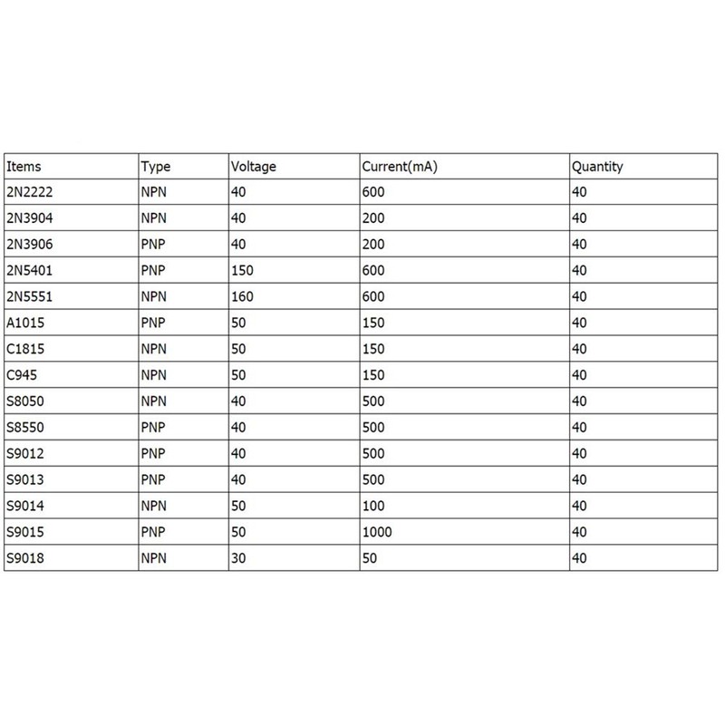 Transistores mezclados de los tipos 600 de los 15 TO-92
