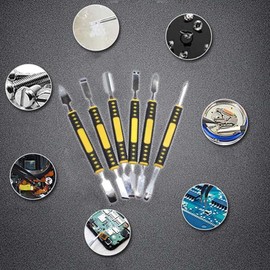 KIMISS 6-Piece Metal Crowbar Set, Compact Carbon Steel Structure, Electronics Repair Tool Kit for Phones and Computers (6 Pieces)