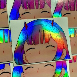 KAMUI COLORS ZERO TWO HOLO ANIME GIRL PEEKER STICKER DARLING IN THE FRANXX CAR DECAL