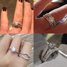 Wuziwen Wedding Rings for Women Solitaire Ring Enhancer for Engagement Ring Sterling Silver Size 5