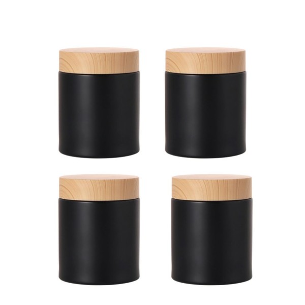 4Pcs 100g Glass Jars Round Cosmetic Container Jars with Wood