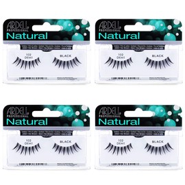 Ardell Natural Lashes 102 Demi Black – Lightweight, Reusable Fake Eyelashes with Natural Look for Beginners & Makeup Lovers, 4 Pack