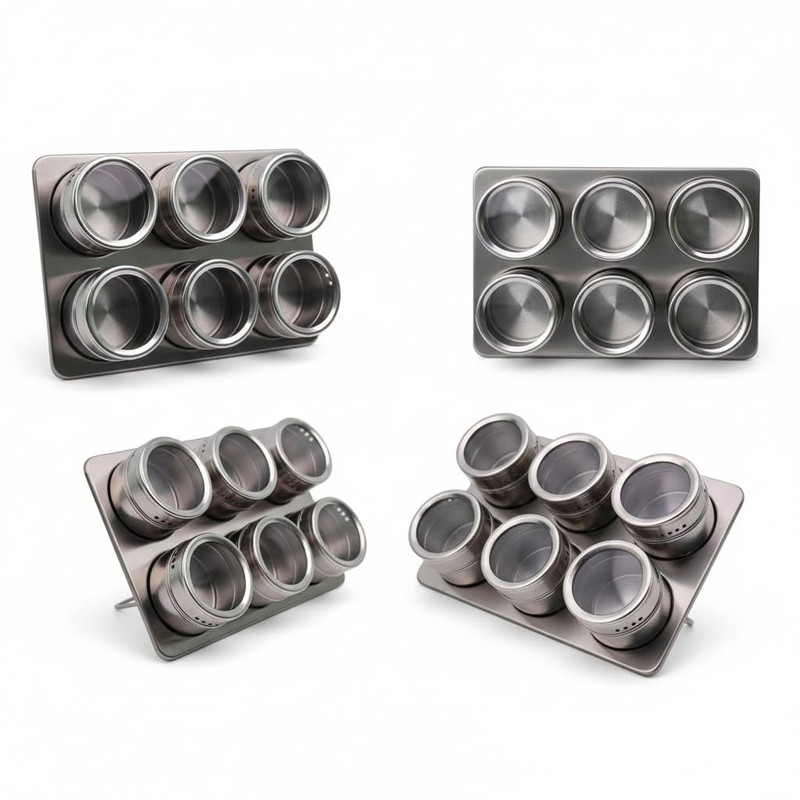 esmerina Magnetic Spice Jars Set Diameter 6 x 4.5 cm