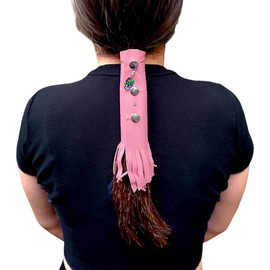 3 Pack Leather Hair Wrap 5" Inch Pink Black & Brown - Ponytail protector Wrap for Helmets | Biker Motorcycle Helmet Accessories for Women | Hair protctor | Made in USA | Hair saver Made in USA