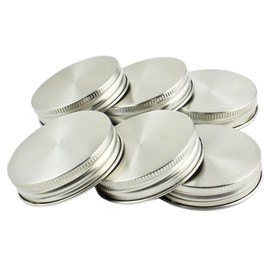 Zoie + Chloe Stainless Steel Mason Jar Lids with Silicone Seals (6 Pack + 6 Bonus Replacement Seals) - Regular Size