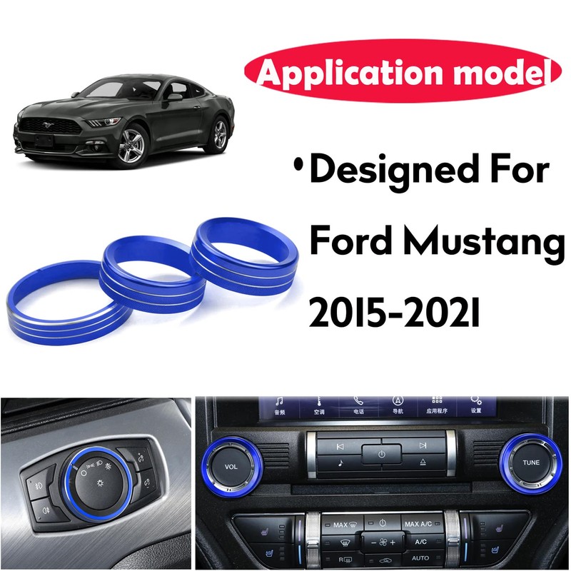 Dash Knobs Trim Ring Compatible with 2015-2021 Ford Mustang Volume