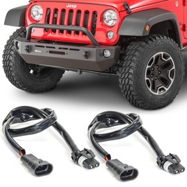 Quadratec 18" Fog Light Extension Harness - Fits Jeep Wrangler JK 2-Door & JK Unlimited 4-Door 2007-2009 - Wiring is Year Specific - Sold as Pairs - Plug & Play