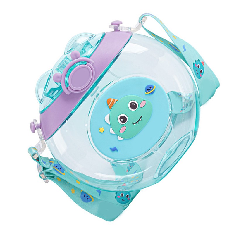 Donut Shaped Water Bottle Kids Cute Cartoon Plastic Portable Straw