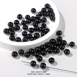 Risyfjew 50PCS 8mm Natural Black Obsidian Beads Gemstone Round Loose Beads for Jewelry Making Chakra Crystal Stone Beads for Bracelets Necklace Earrings Making Supplies (50pcs/Strand)