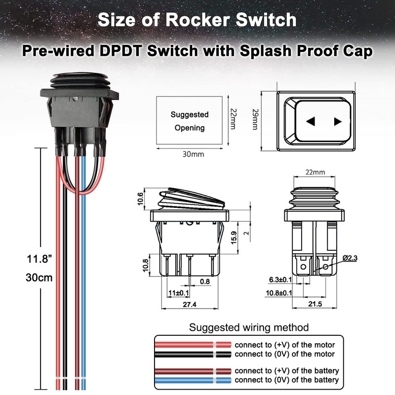 2" Stroke 12V Micro Linear Actuator with Momentary Switch, 188N/42lb