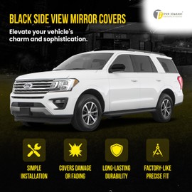 Trim Illusion Gloss Black Car Side Rear View Mirror Cover Caps Compatible with Ford Expedition 2018-2024, MC6309BLK