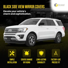 Trim Illusion Gloss Black Car Side Rear View Mirror Cover Caps Compatible with Ford Expedition 2018-2024, MC6309BLK