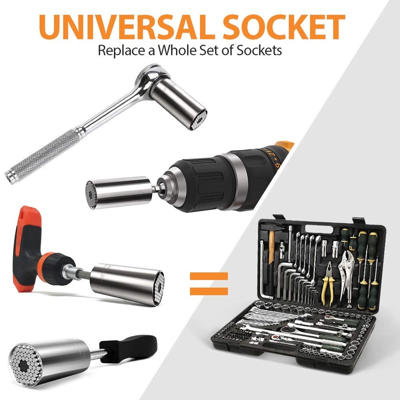 HELEMAN 2-Pack Universal Socket Tool Set with Power Drill Adapter