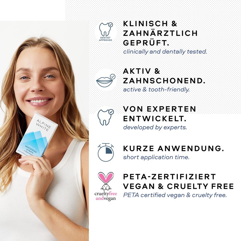 ALPINE WHITE Whitening Strips Sensitive for Visibly Whiter Teeth in