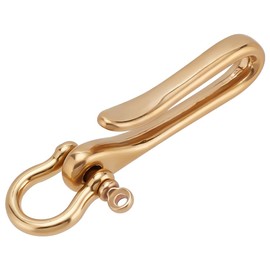 PH PandaHall Fish Hook Keychain, Brass Key Ring Golden Solid U Shape Key Hook Belt Keyring Pocket Clip with Key Shackle Heavy Duty Car keychain for Men Women Wallet Chain Purse Accessory