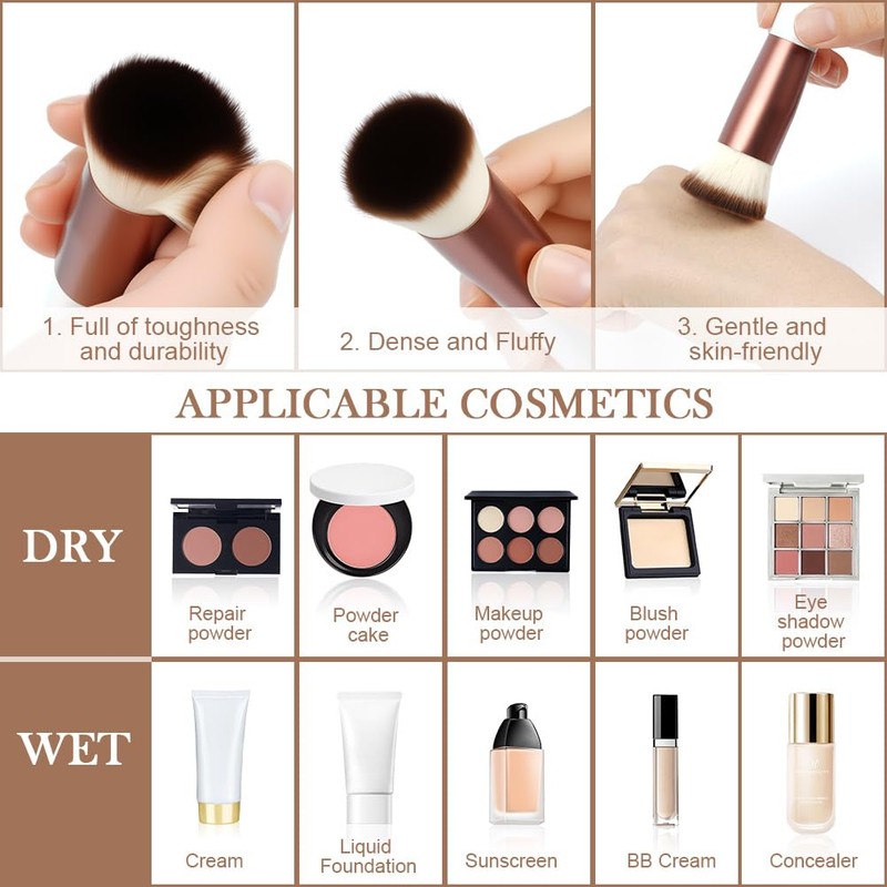 AUAUY Foundation Makeup Brush, High-Density Flat Top Kabuki Makeup Brush,