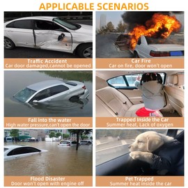 Autkbit 2-in-1 Window Breaker Seatbelt Cutter, Car Window Breaker Tool, Metal Glass Breaker - Extended Tungsten Steel Hammer Tip, Can Shatter Tempered & Laminated Glass (Gold,1 PCS)