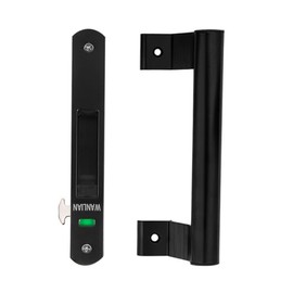 Door Lock Sliding Door Window Hook Lock Sliding Door Flush Locking Mobile Door Single-sided Lock (With Handle (Black))