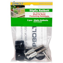 Zipbolt 17.150 Exterior Slipfix Railbolt — Epoxy Coated Staircase Handrail Post to Post Fastening Solution, Easy Residential and Commercial Installation, New Construction and Remodels — 1 Double Pack