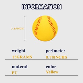 Bac-kitchen 4 Pack Foam Baseballs Practice softballs 9 inch Training Soft Baseballs Batting Hitting Fielding Indoor Outdoor (Yellow)