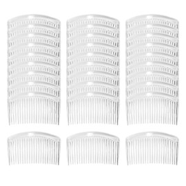 Cinaci 30 Pack White Clear Plastic French Hair Side Combs Wedding Brides Veil Slide Small Hair Clips with 23 Teeth DIY Headpieces Bun Holder Grips Barrettes DIY Crafts Hair Accessories for Women Girls
