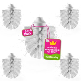 Bürstenking Toilet Replacement Brush Head, 69 mm, Toilet Brush Head Set Fits Emco Toilet Brushes, Bristle Replacement Toilet Brush Head, with M12 Female Thread, Pack of 5, White